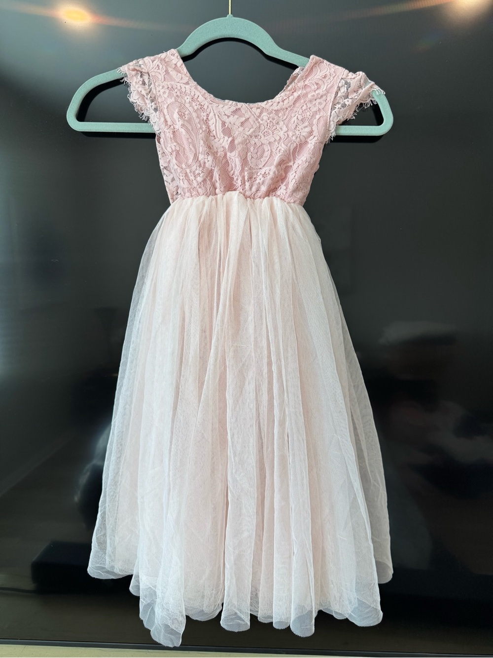 Girls' Lace & Tulle Party Dress - Blush Pink size 4T